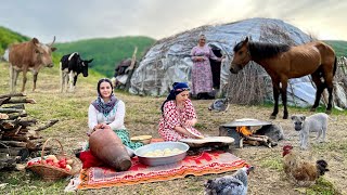 Изучение кочевого образа жизни Ирана: доение коров и приготовление масла на лугах