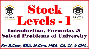Stock Levels || Minimum & Maximum Level || Reorder Level || Reorder Quantity || #bcom