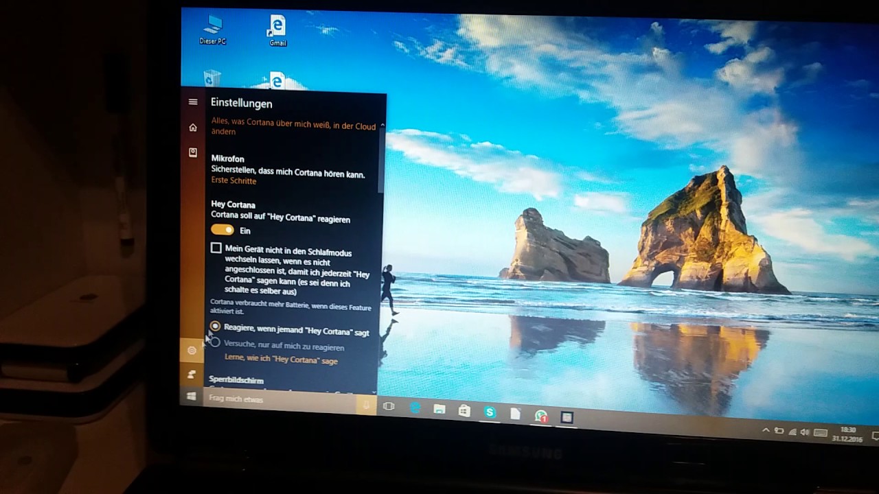 Update 'Hey Cortana' auf einem Windows 10 Computer aktivieren in nur 16 Sekunden.