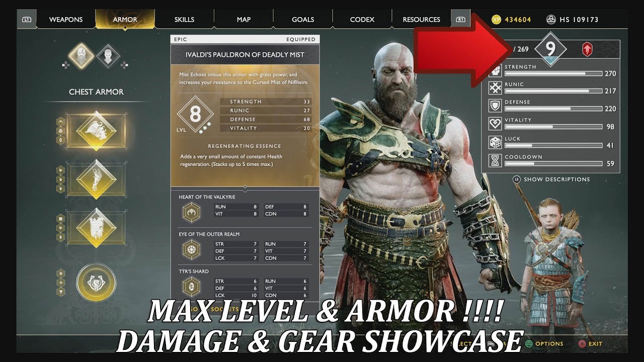 God of War MAX LEVEL & MAX ARMOR (GEAR & DAMAGE SHOWCASE) YouTube