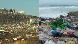 Mountains of Old Donated Clothes Choke Beautiful Beach