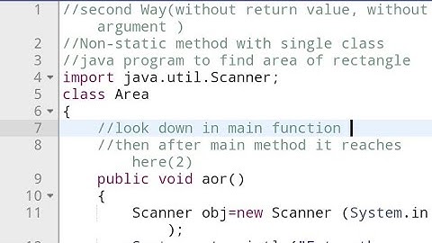Area of Rectanglejava||Method 3(with return value with argument and single class ,non static method)