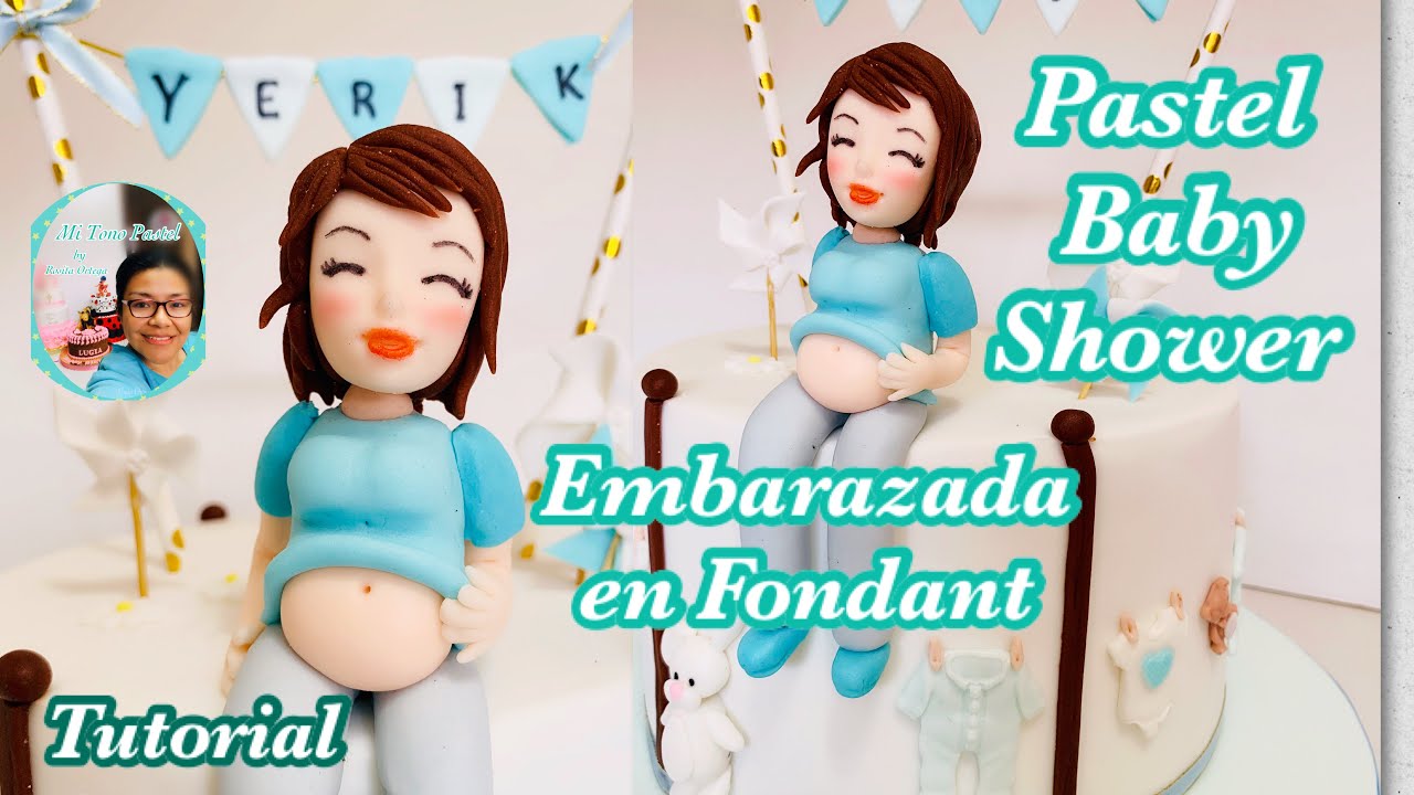 Embarazada en Fondant Modelado paso a paso sin molde, decoración de pastel  Baby Shower ( Tutorial )