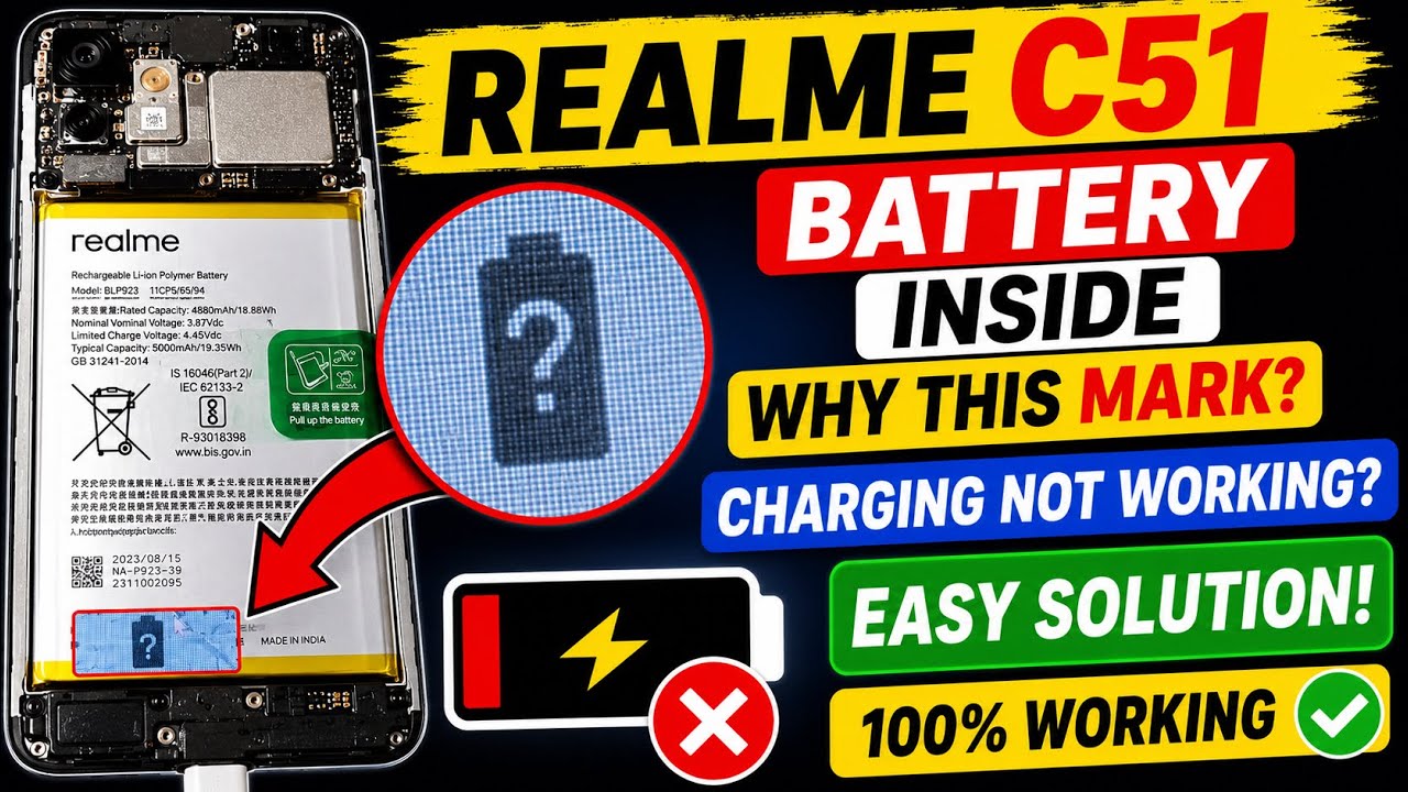 Realme C51 Battery Question Mark Issue | Charging Not Working Easy ...
