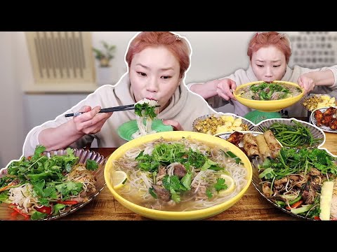 쌀국수, 분짜, 파인애플볶음밥과 여러가지 사이드(feat. 고수) 20220113/Mukbang, eating show