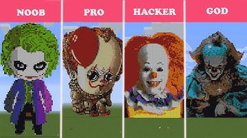 Pennywise Pixel art Noob vs Pro vs Hacker vs God in Minecraft