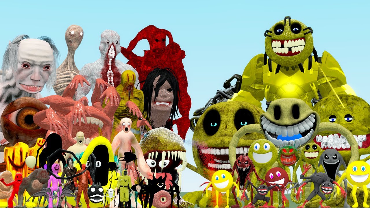 NEW BACKROOMS CHARACTERS VS ALL ROBLOX INNYUME SMILEY'S (Garry's Mod)