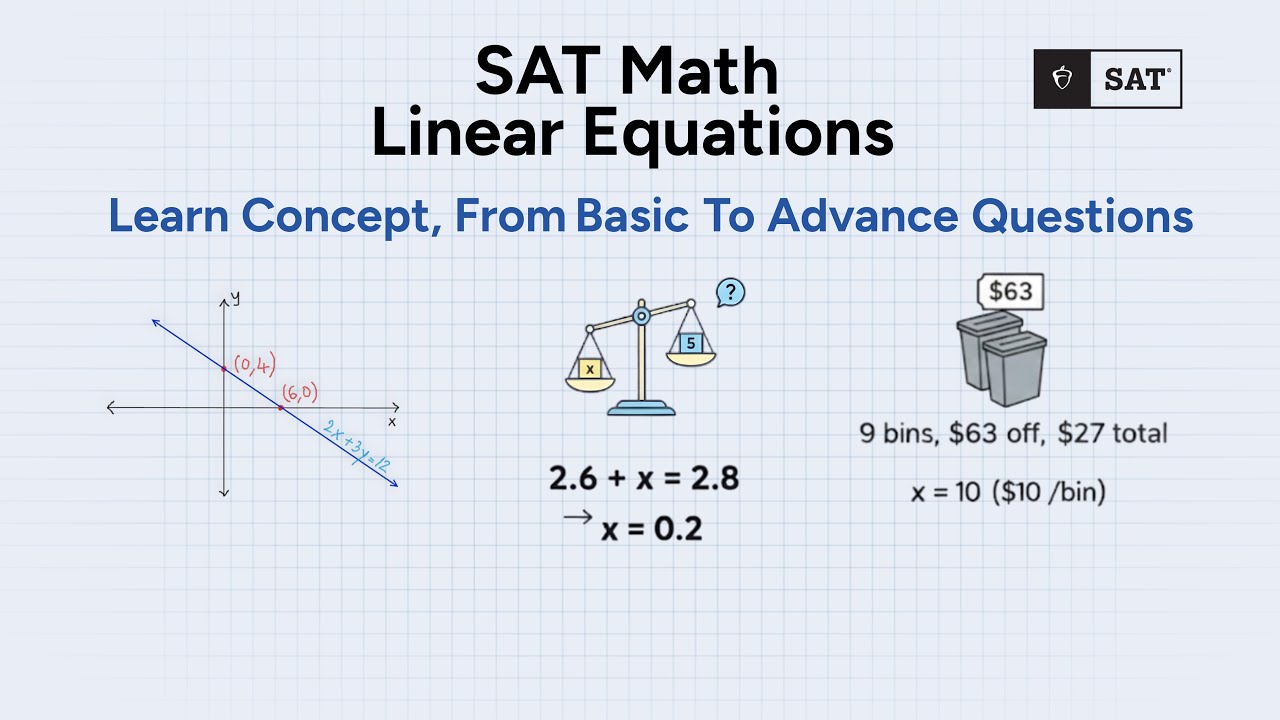 SAT Math: How to Solve Linear Equations (1 & 2 Variables) | Heart of ...