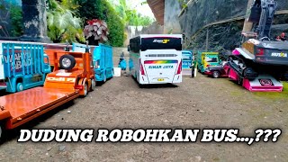 Bus sinar jaya di robohkan...,😱 || versi miniatur truk ||