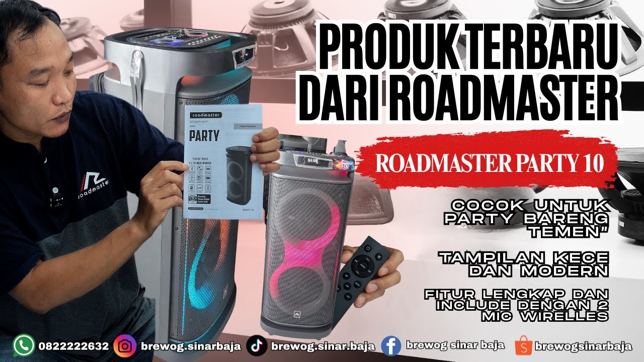 PRODUK TERBARU DARI ROADMASTER‼️PARTY 10, SPEAKER MODERN DENGA TAMPILAN KECEE, COCOK UNTUK PARTY" AN