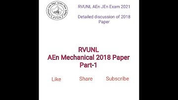 RVUNL AEn Mechanical 2018 Paper | Part-1 | RVUNL AEn JEn Exam 2021