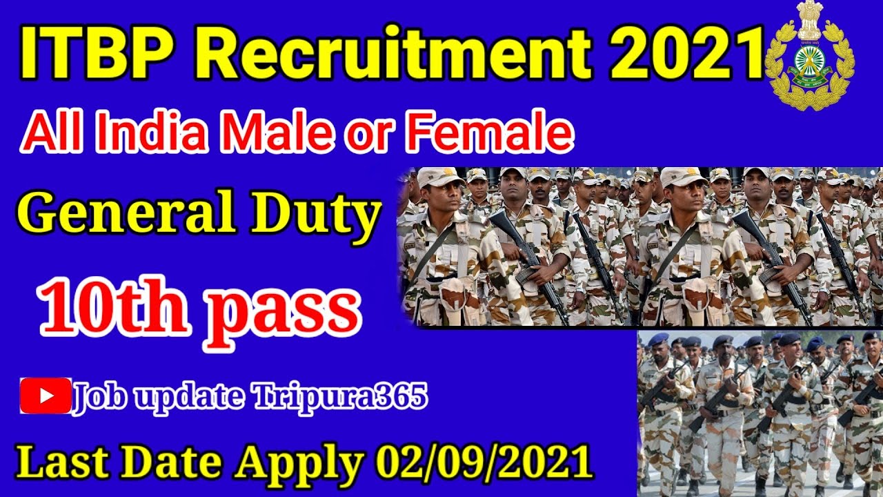 ITBP Recruitment 2021!! General Duty!! 10th Passll