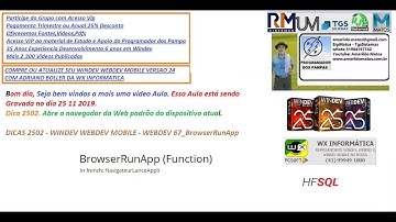 DICAS 2502 WINDEV WEBDEV MOBILE WEBDEV 67 BrowserRunApp