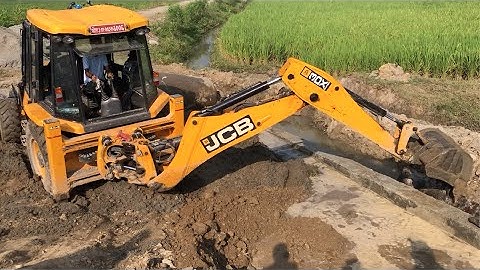JCB 3DX Working Video ! JCB Making A Bridge Foundation - JCB DOZER