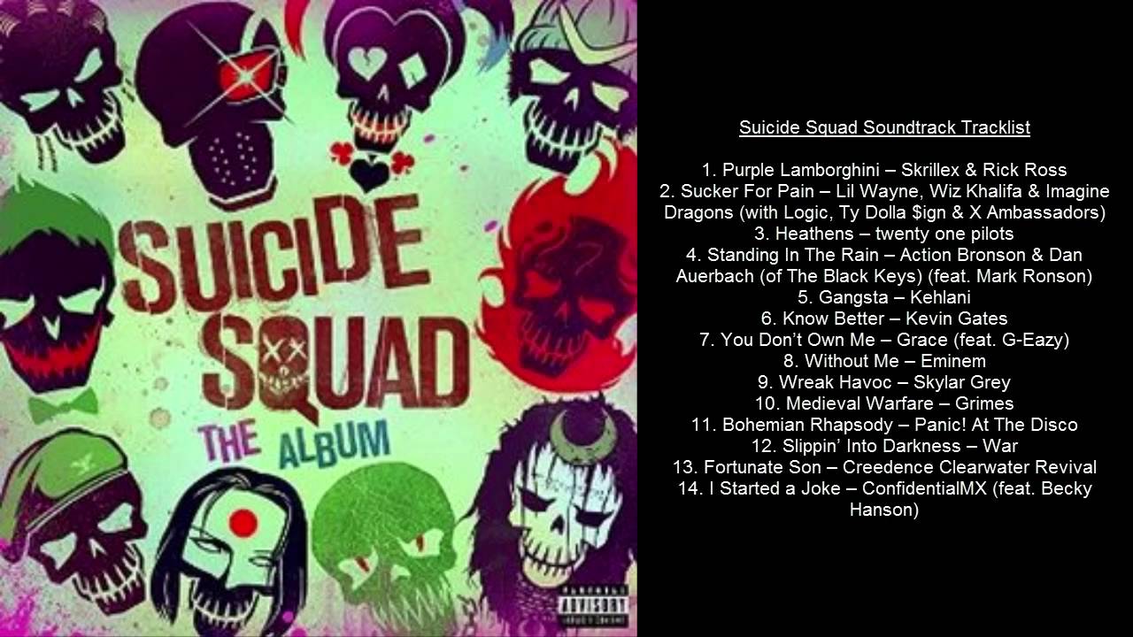 Suicide Squad tracklist, Suicide Squad track list, Suicide Squad list...