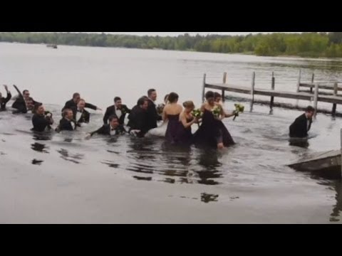 Thumb of An Entire Wedding Party Takes A Plunge video