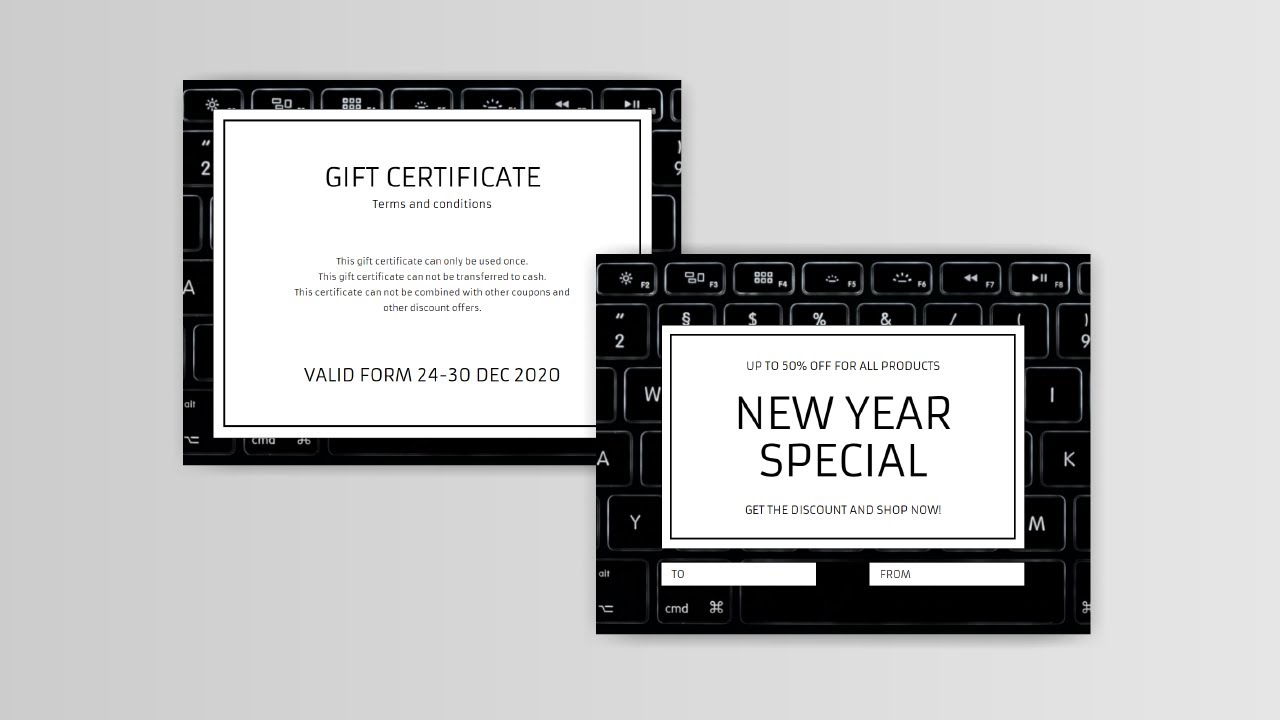 Design a 50% off Gift Card for Computer Store for Free using Visual Paradigm InfoART