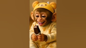 the monkey is eating ice cream and ofter that he started laughing #ai #monkey #shorts