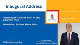 Virtual Inaugural Address of Prof Rian de Villiers