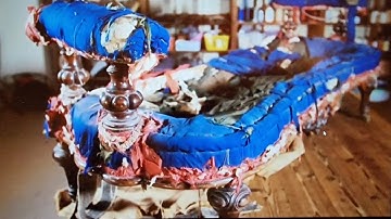 Upholstering sofa we nicknamed "The Dogbed" Craig Hughes TV Series Salvage Hunters The Restorers