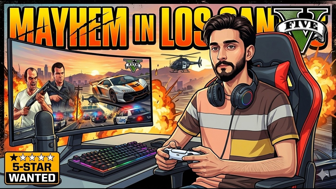TOTAL MAYHEM! 🚔 | GTA V 5-Star Police Chase & Insane Stunts - YouTube