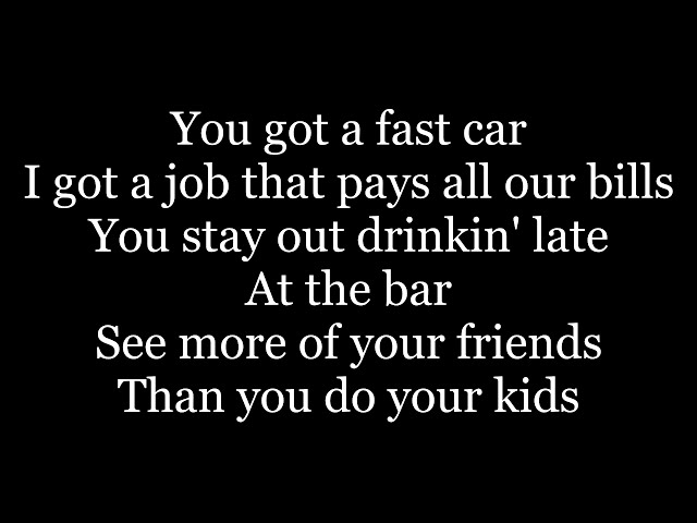 Tracy Chapman - Fast Car ( lyrics ) class=