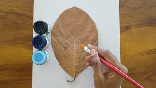 Easy Landscape painting on leaf 🍃/ Easy acrylic painting/ easy Painting.