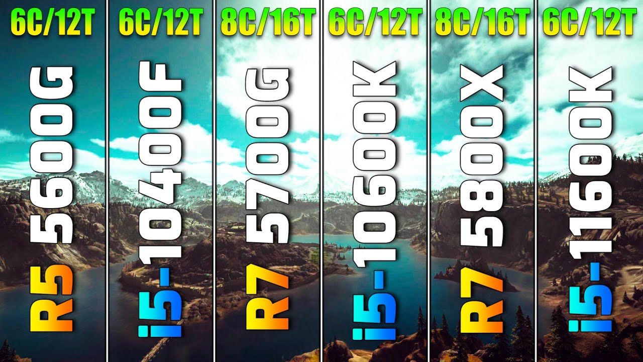 R5 5600G vs i5 10400F vs R7 5700G vs i5 10600K vs R7 5800X vs i5