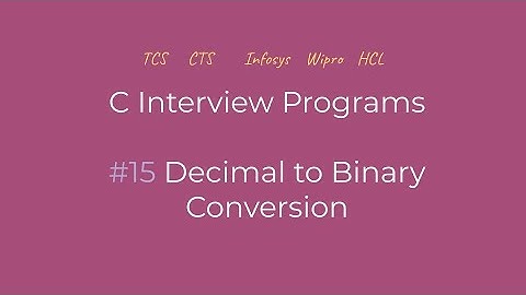 Decimal to Binary Conversion(Tamil) | C Interview Program | Logic First Tamil