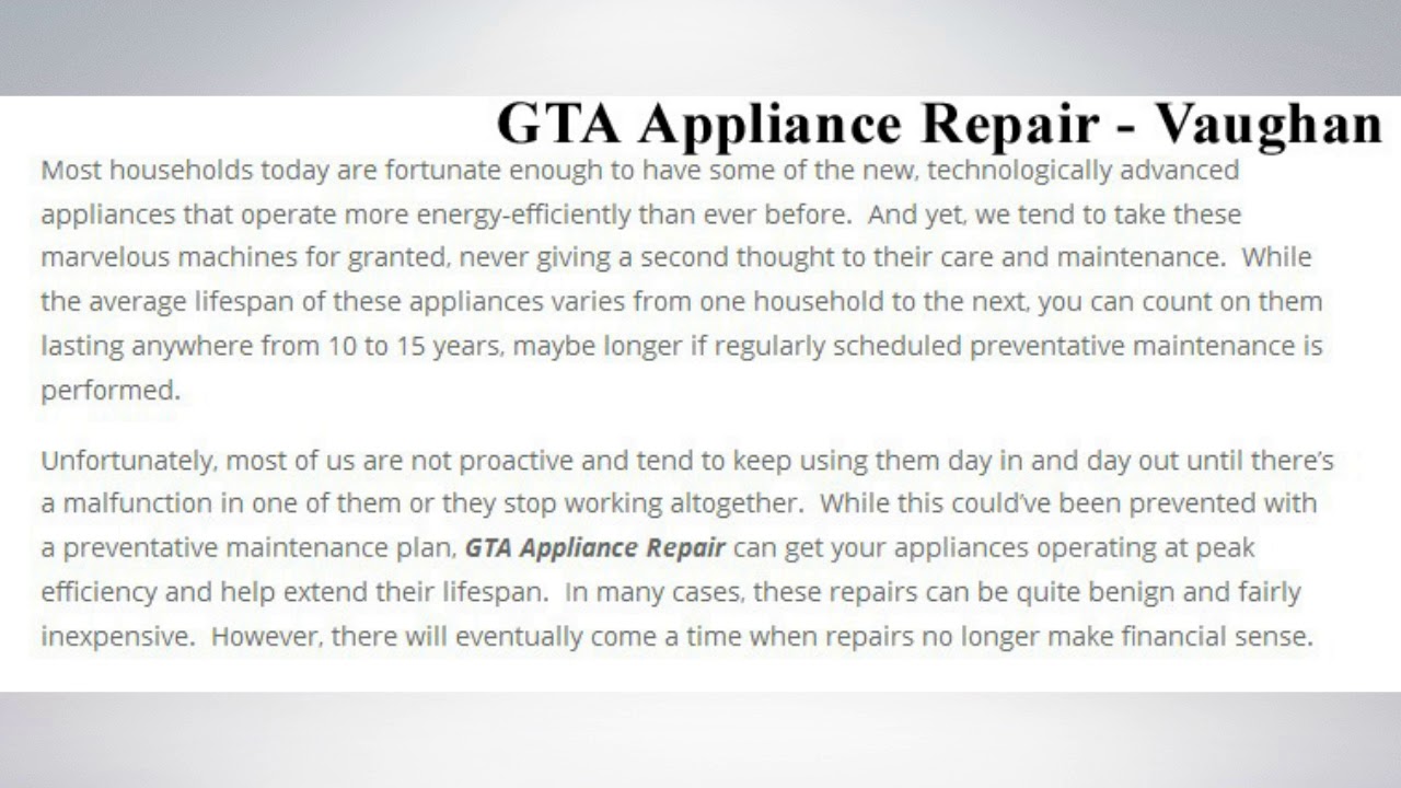 Vaughan Appliance Repair | GTA Appliance Repair