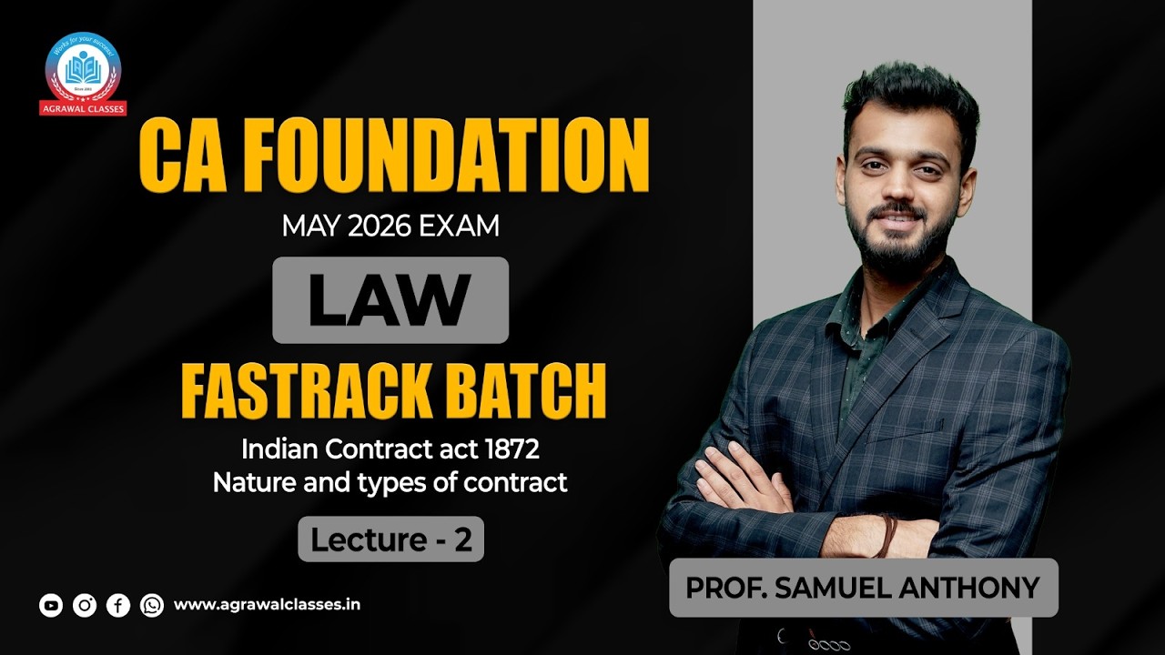CA Foundation | May 26 | Law | Indian Contract act 1872 | Nature & types of contract | Lecture 2