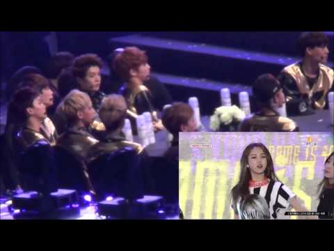 Exo watching 4minute perform @ 3rd Gaon Kpop Awards