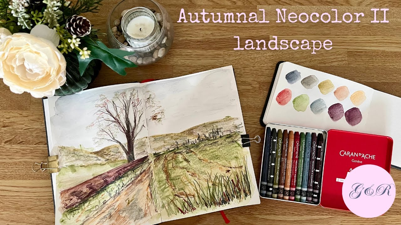 Autumnal landscape with Neocolor II crayons - My thoughts on the ...