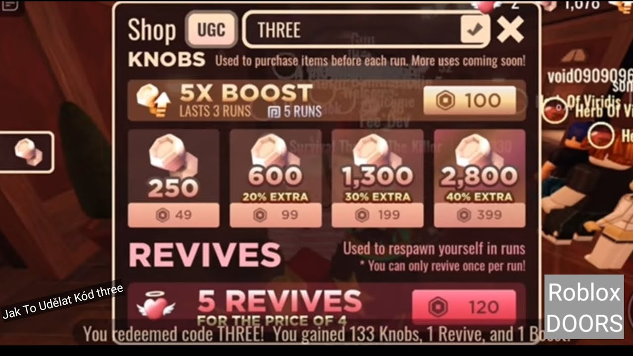 Roblox Doors Jak To Udělat Kód (three) Mám 133 Knobs a 1 Revive a 1