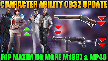 SKYLER & MAXIM ABILITY CHANGE | WEAPON ADJUSTMENT | FREE FIRE OB32 UPDATE CHARACTER ABILITY CHANGE