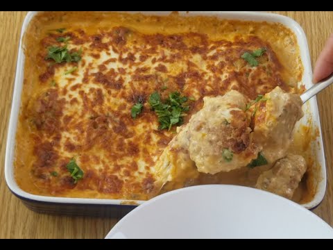 recette-spéciale-#boulettes-de-poulet-haché-avec-du-riz#-asaisonées-,-crémeuses-et-gratinées!!