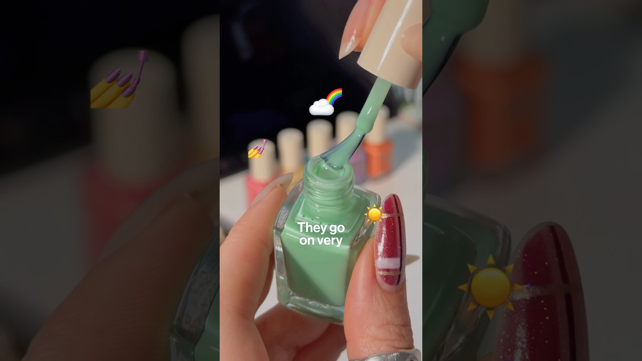 why do i wanna bite them 👀🌧️☀️🌈🩵💅 #nails #nailpolish