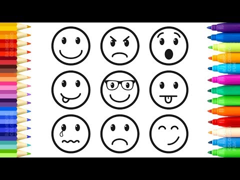 How to Draw and Color Emoticons - Emoji Faces Coloring Book for Kids