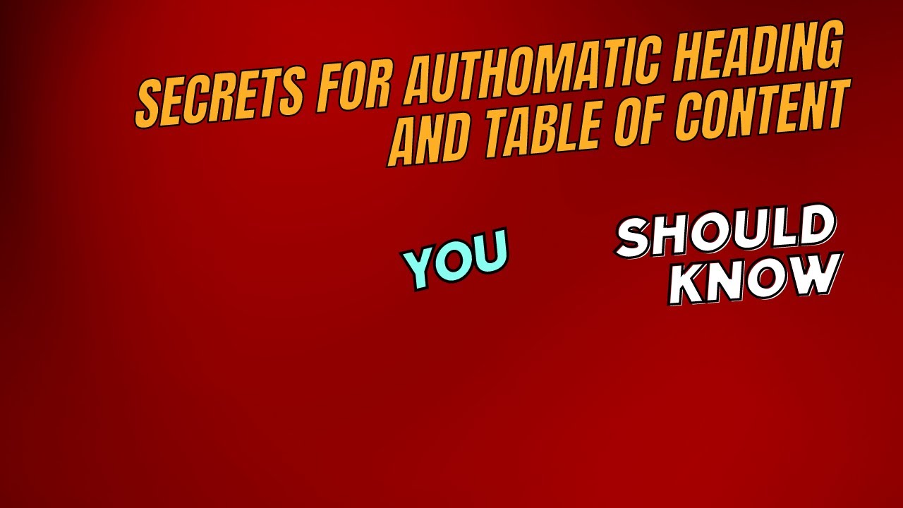 how to prepare automatic heading and table of contents - YouTube