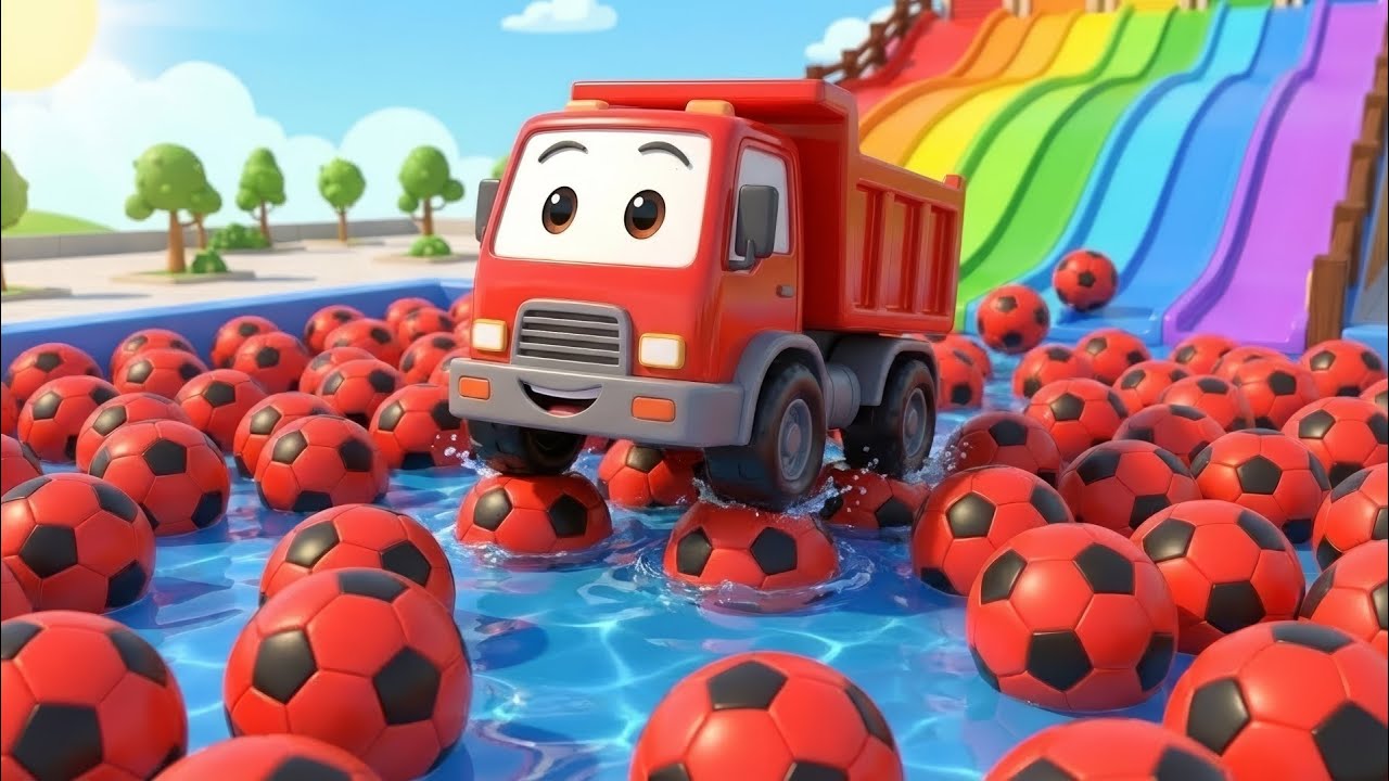 Learn Colors with Sliding Trucks | Ball Pit Song for Kids & Toddlers