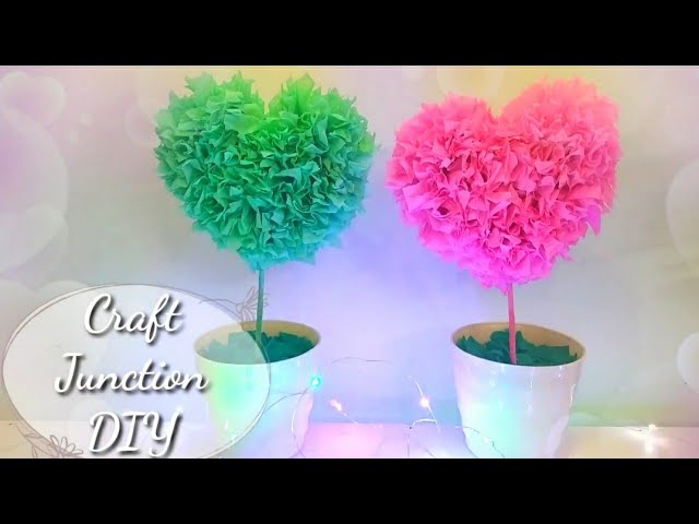 Tissue Paper Puffy Heart Valentine's Window Decoration - Easy Craft Project  / DIY Room Decor 
