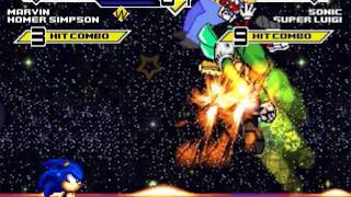 SK MUGEN - Marvin & Homer Simpson vs Sonic & Super Luigi