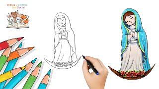 Cómo dibujar a la Virgen de Guadalupe y colorear | Tutorial fácil paso a paso