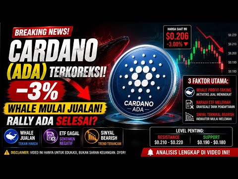 🚨 CARDANO (ADA) TERKOREKSI 3%! WHALE MULAI JUALAN — RALLY ADA SELESAI?
