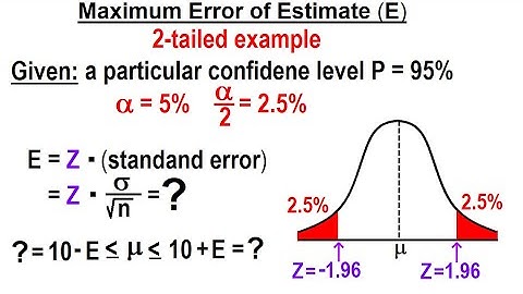 Statistics: Ch 9 Hypothesis Testing (26 of 35) Maximum Error of Estimate (E)