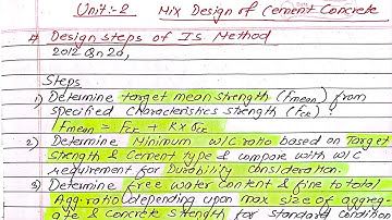 Unit:2 | Mix Design of Cement Concrete | Design Steps of IS Method | Prashant YT | TU,PU,KU,PoU |