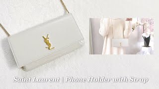 Saint Laurent 🤍✨ Phone Holder with Strap in Smooth Leather 🕊️✨  #Saintlaurent #YSL #Phoneholder