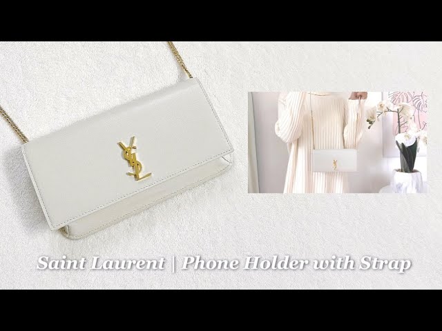 CASSANDRE phone holder with strap in smooth leather, Saint Laurent