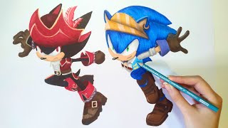 Drawing Captain Shadow &amp; Pirate Sonic (Sonic Dash)
