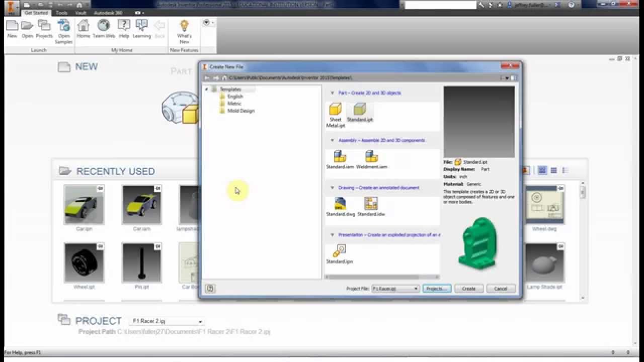Getting Started In Inventor - YouTube